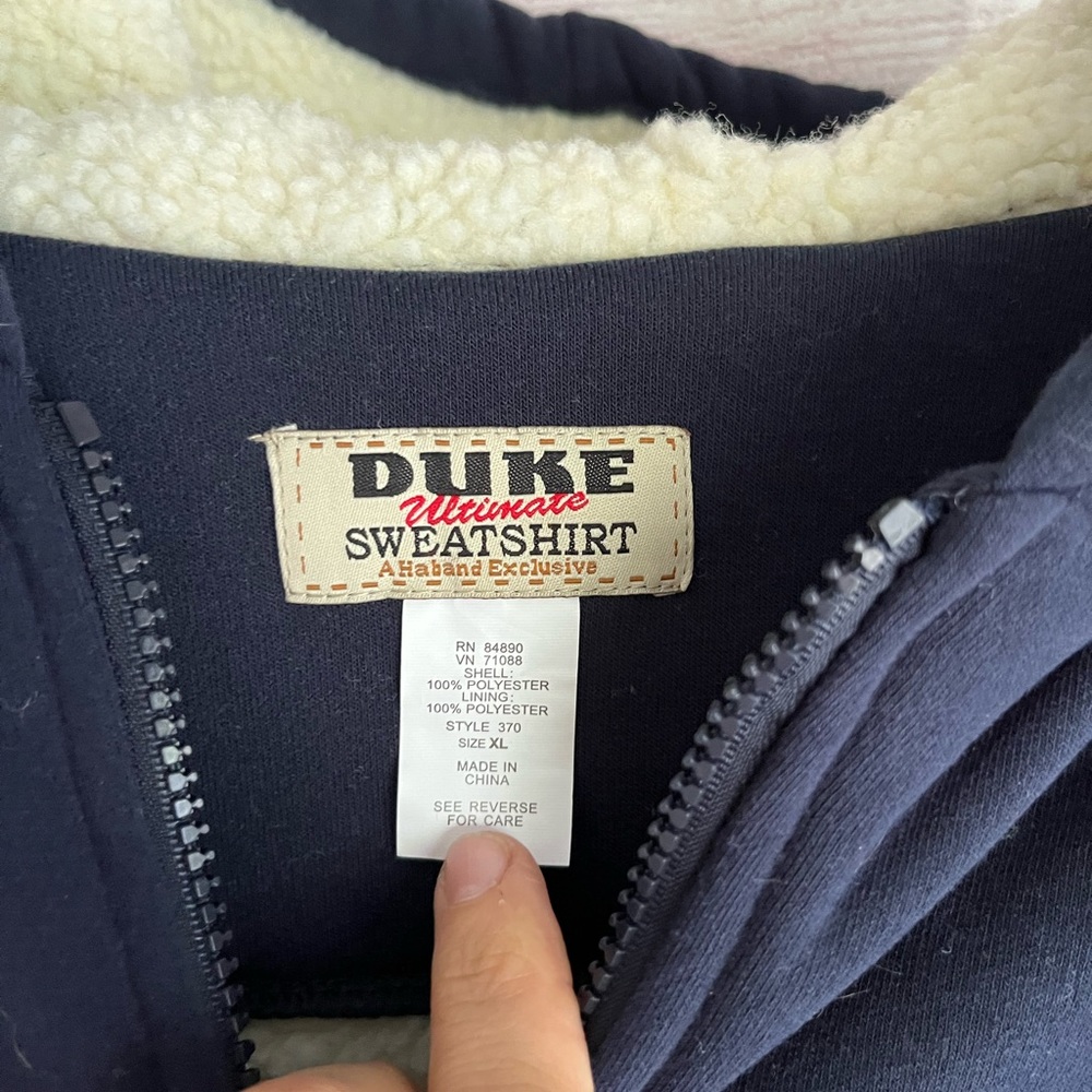 Duke Ultimate Fleece Lined Hooded Sweatshirt Navy XL - Picture 2 of 5
